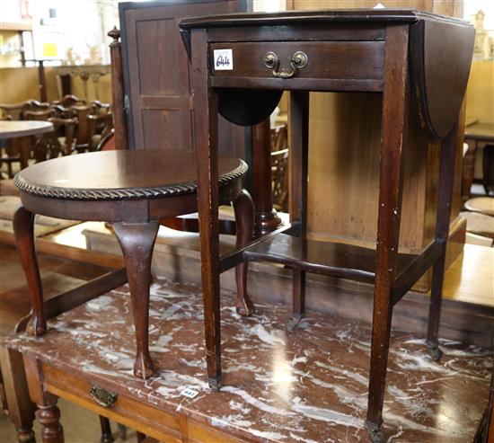 Small mahogany drop flap table and a circular topped coffee table (2)